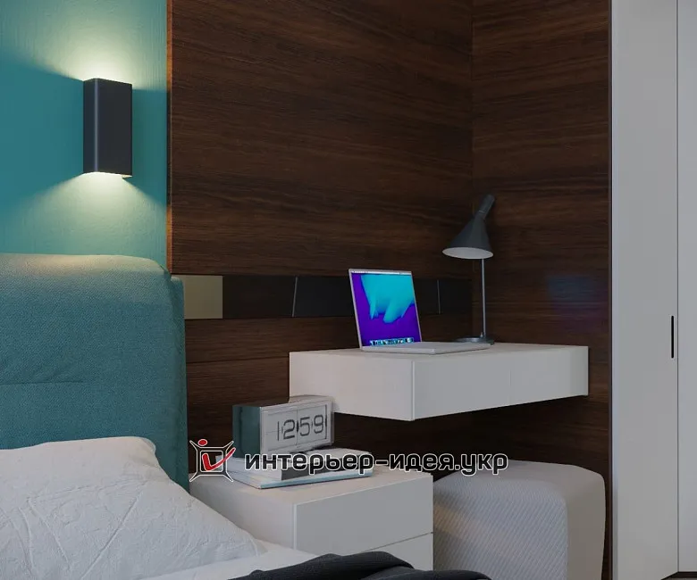 Дизайн спальні в бірюзовому кольорі
