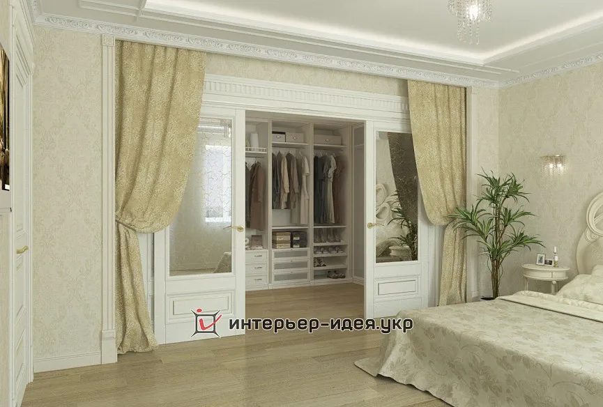 Дизайн спальни и гардеробной с итальянскими мотивами