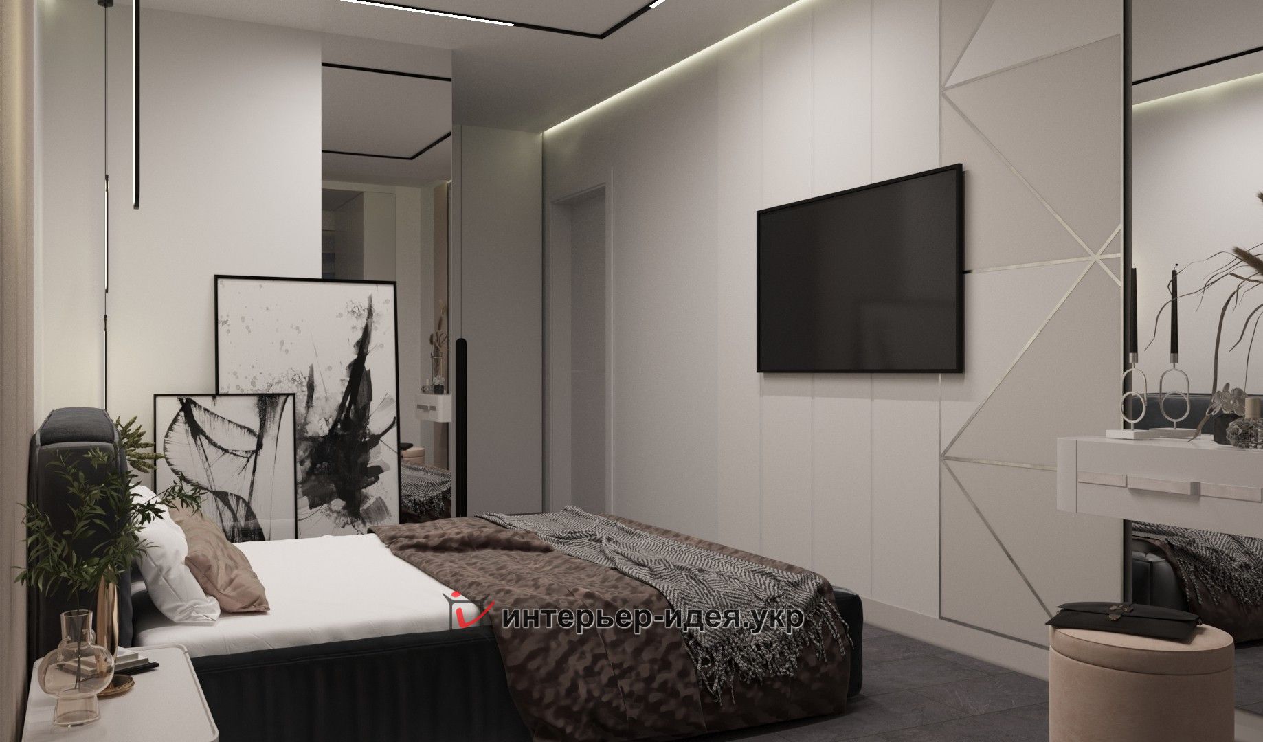 Спальня в серых тонах: 192 лучших дизайна