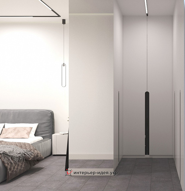 Дизайн спальні «Темний сірий в обіймах ніжності»