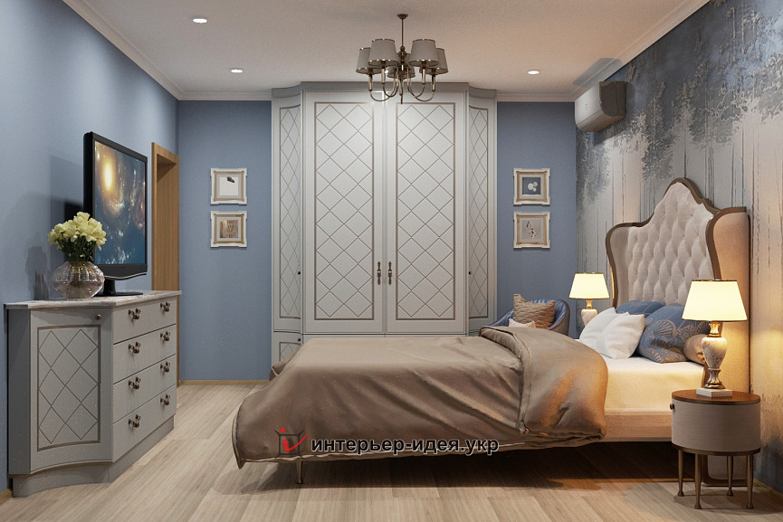 &quot;Синий час&quot;. Спальня в современной классике