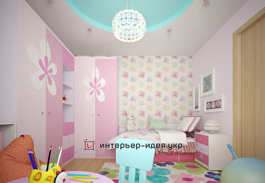 Дизайн детской для девочки в нежных розовых цветах