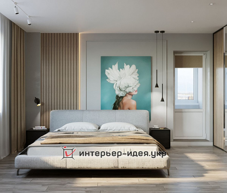 Дизайн спальни с контрастной стеной