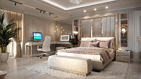 Спальня в стиле неоклассика площадью 30 кв.м. Дизайн СПАЛЬНИ