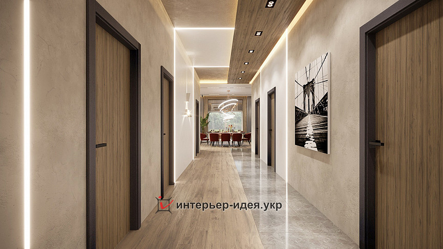 Гостиная и коридор жилого дома в Запорожской области