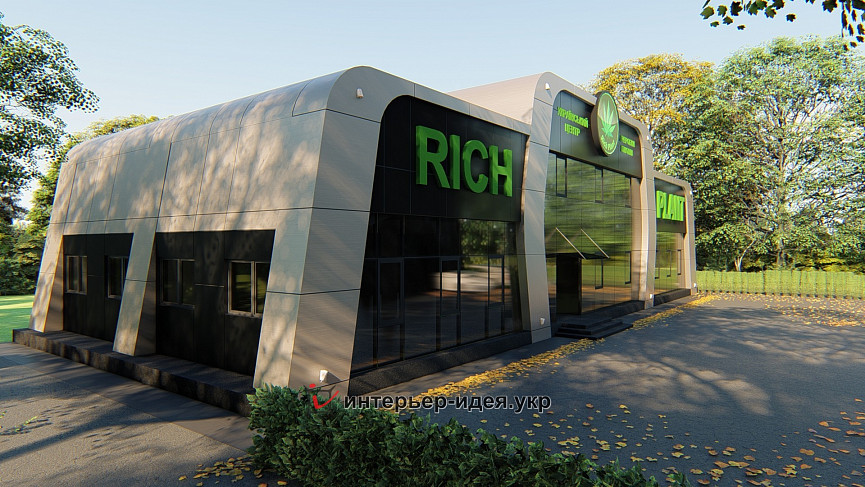 Фасад главного офиса завода по переработке технической конопли &quot;Rich Plant&quot;