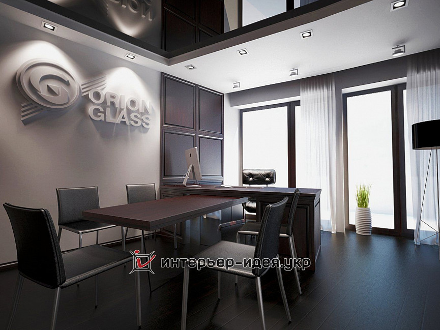 Дизайн кабинета директора компании &quot;Orion-Glass&quot; с классическими элементами