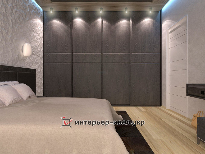 Дизайн спальни с эффектом звездного неба на потолке