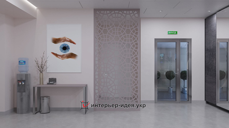 Дизайн интерьера холла офтальмологической клиники. «Уверенный взгляд»