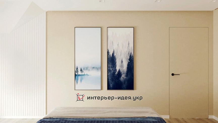 Спальня в минималистическом стиле с добавлением декора