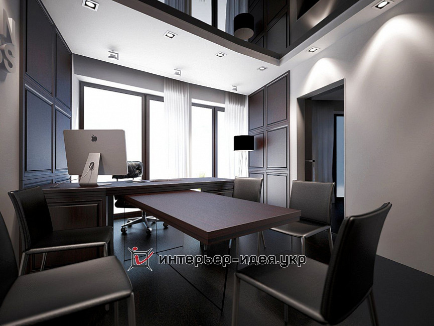 Дизайн кабинета директора компании &quot;Orion-Glass&quot; с классическими элементами