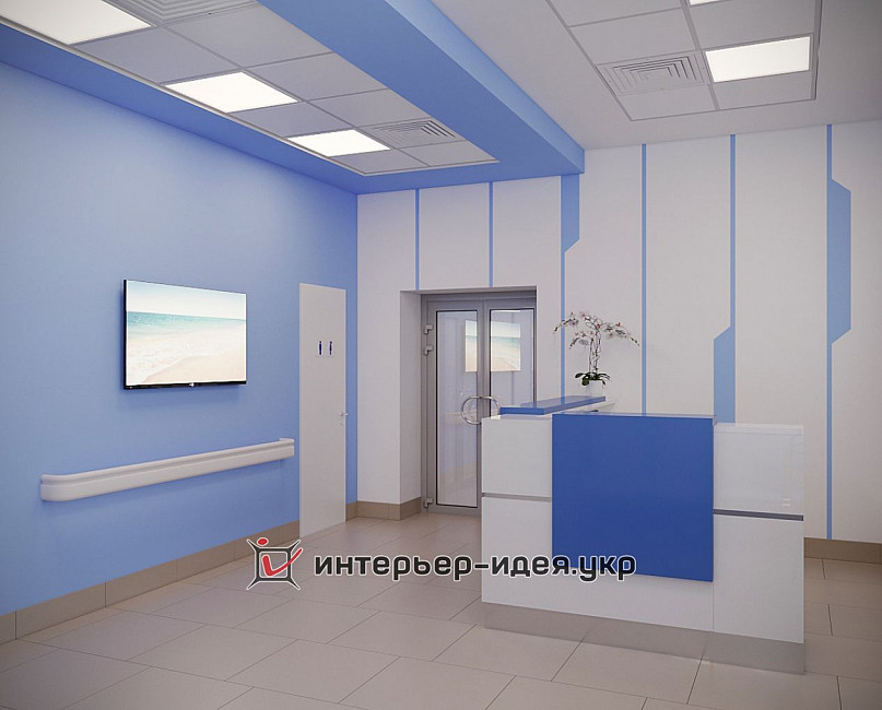 Разработка дизайну ресепшн и коридора в Медицинском центре