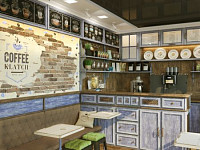 Кафе Coffee Clatch в центре Черкасс. Визуализация проекта. Дизайн РЕСТОРАНА, КАФЕ