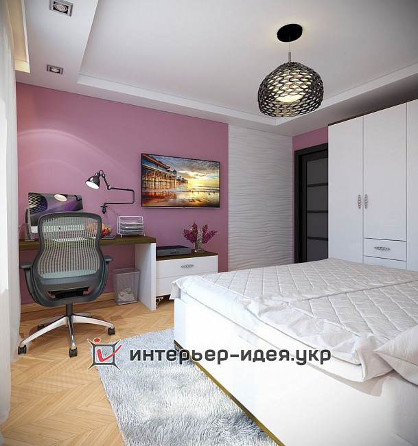 Дизайн спальни с яркими цветовыми акцентами, г. Львов