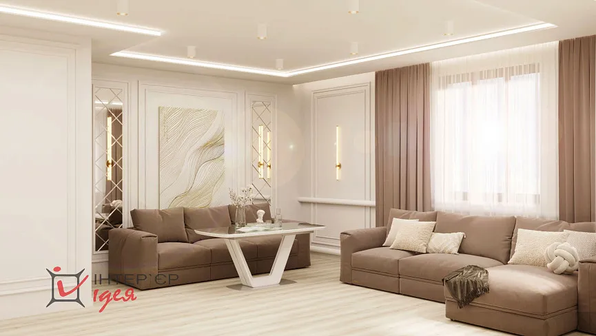 Гостиная с бильярдом в неоклассике