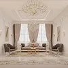Гостиная с холлом и лестницей в классике