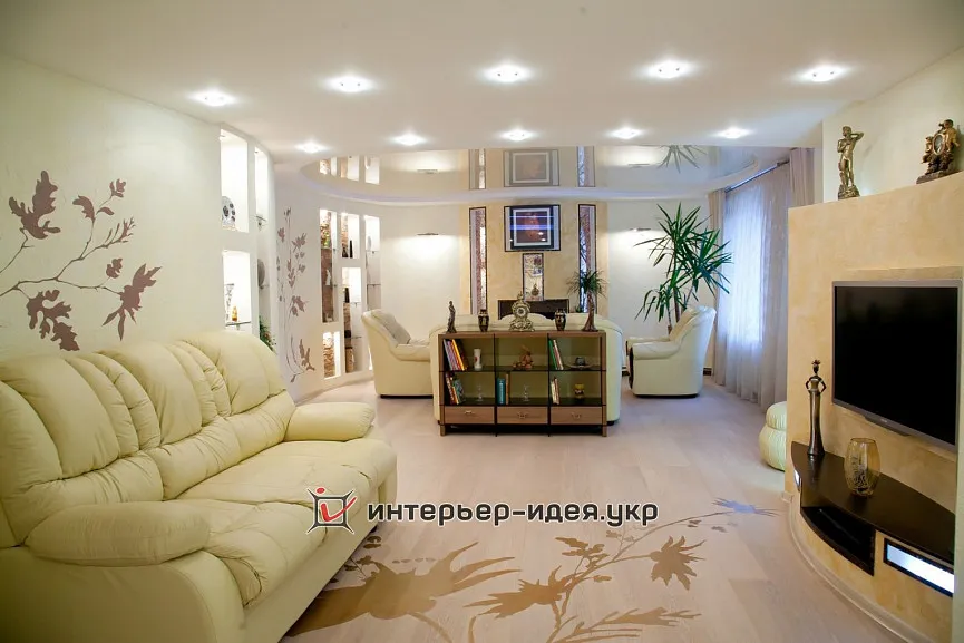 Реализованный дизайн-проект гостиной в современном стиле