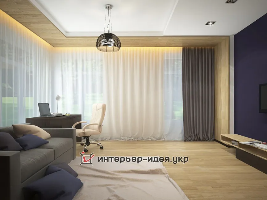 Дизайн гостевой в шоколадно-фиолетовом цвете