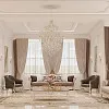 Гостиная с холлом и лестницей в классике