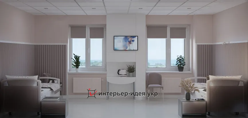 Дизайн интерьера палаты клиники &quot;Медина&quot;. «В мягких объятиях»