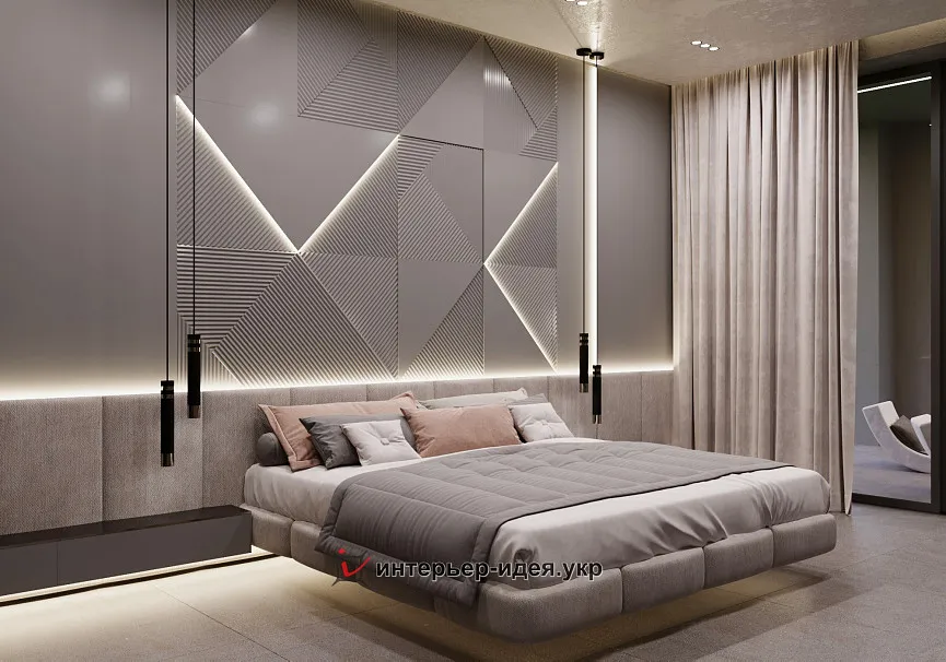Секретное послание для двоих. Спальня в минималистичном стиле.