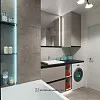 Контрастные полоски в дизайне санузла